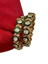 Traditional Artificial Unique Green Meenakari Polki Kada Bangles